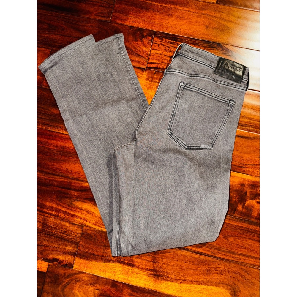 Lands End Square Rigger Jeans Mens 34T Grey Excellent Slim Fit Stretch 535021